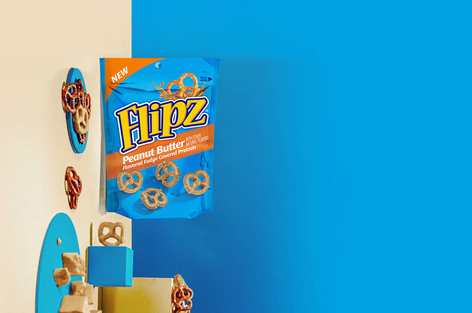 Peanut butter flavored fudge pretzels flipz pretzels